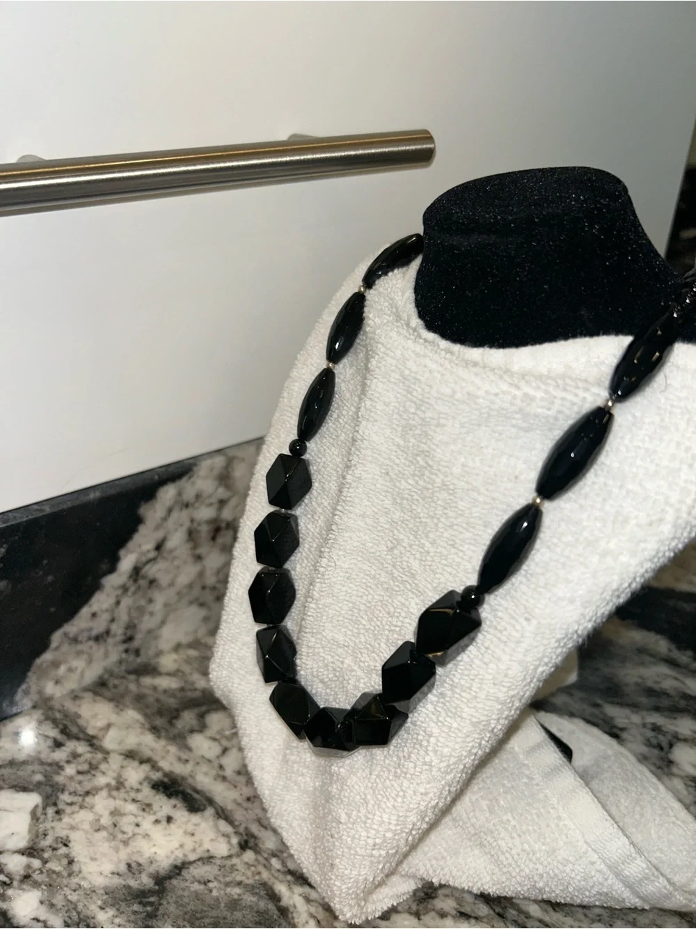 Black Faceted Statement Necklace - Women Jewelry Black onyx &  Silver